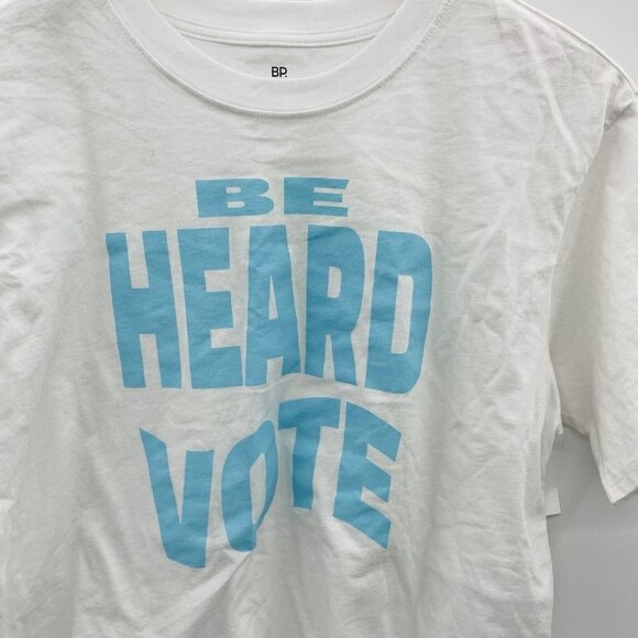 BP Womens Size Medium Be Heard Vote Short Sleeve Graphic Tshirt in White 2338 - Picture 4 of 9